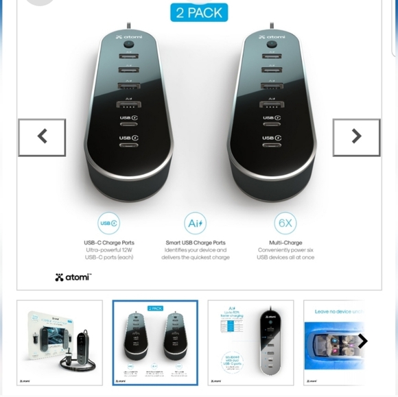 Atomi 40W 12V USB Charger, 2-pack new - Picture 2 of 8